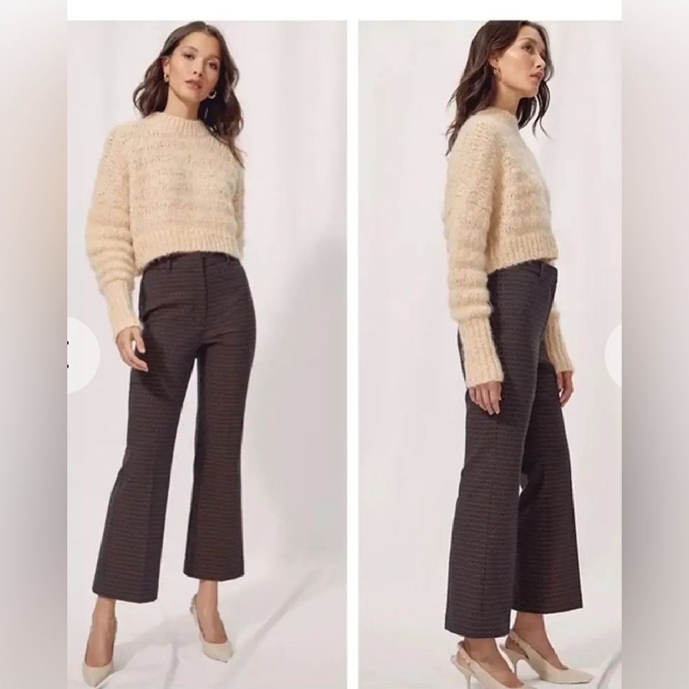 Wilfred Baroque High Rise Flared Jacquard Textured Trousers Pants